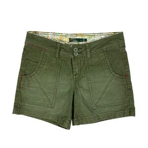 Prana Shorts Womens Size 2 Green Corduroy Lori Stretchy Granola Core Summer Mini